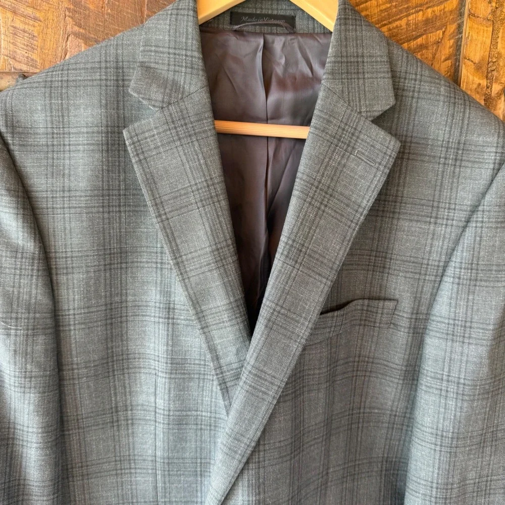 Lauren Ralph Lauren Blazer Mens 44L Gray Glen Plaid 4 Button Sport Coat Jacket